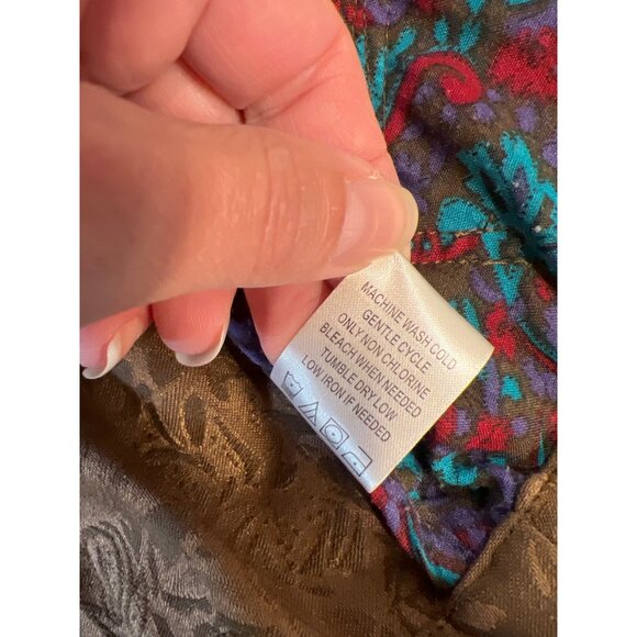 Coldwater Creek Brown Floral Roses Ruffled Hem Jacquard Jacket Medium - Picture 8 of 9